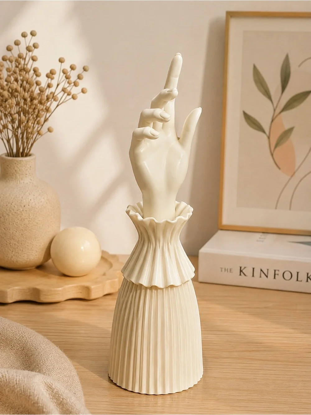 Cream Decorative Hand Sculpture Accent